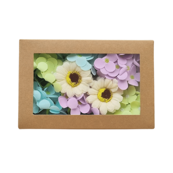Zeepbloemen in een doosje pastel