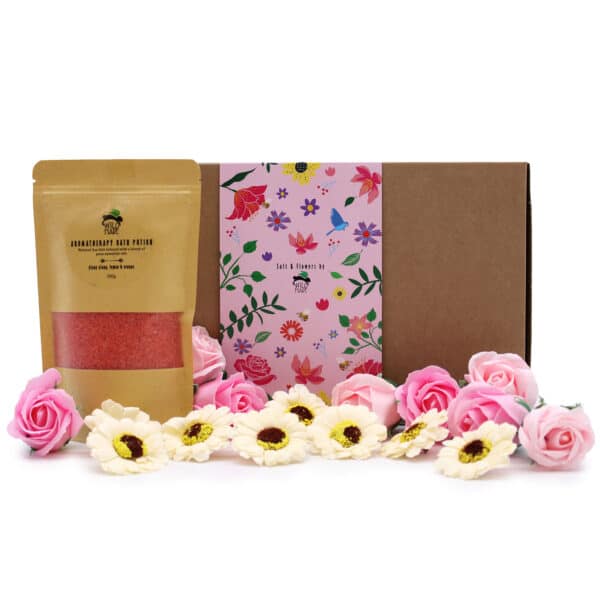 Cadeauset zeepbloemen roze
